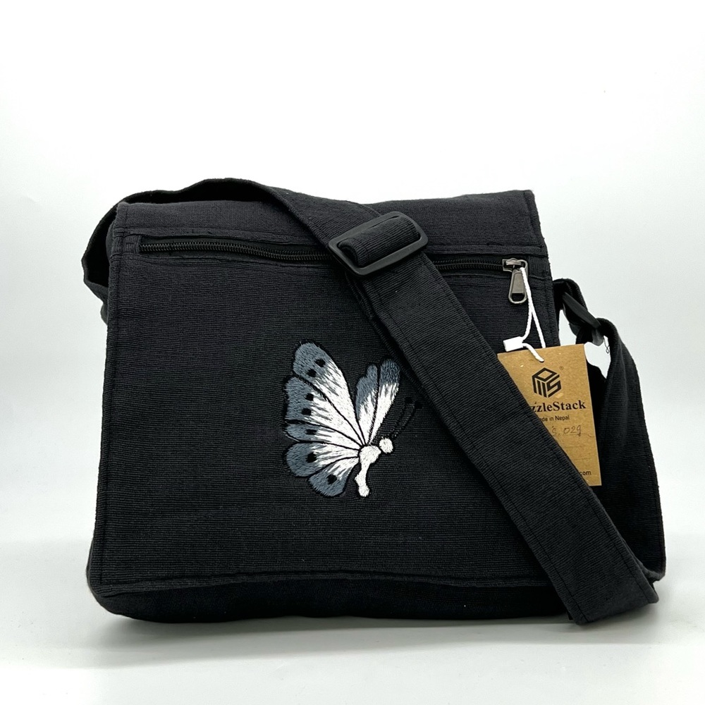 Messenger Bag With Butterfly Embroidery